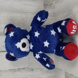 Build-A-Bear stars and stripes USA red white blue bear 16" plush stuffed animal